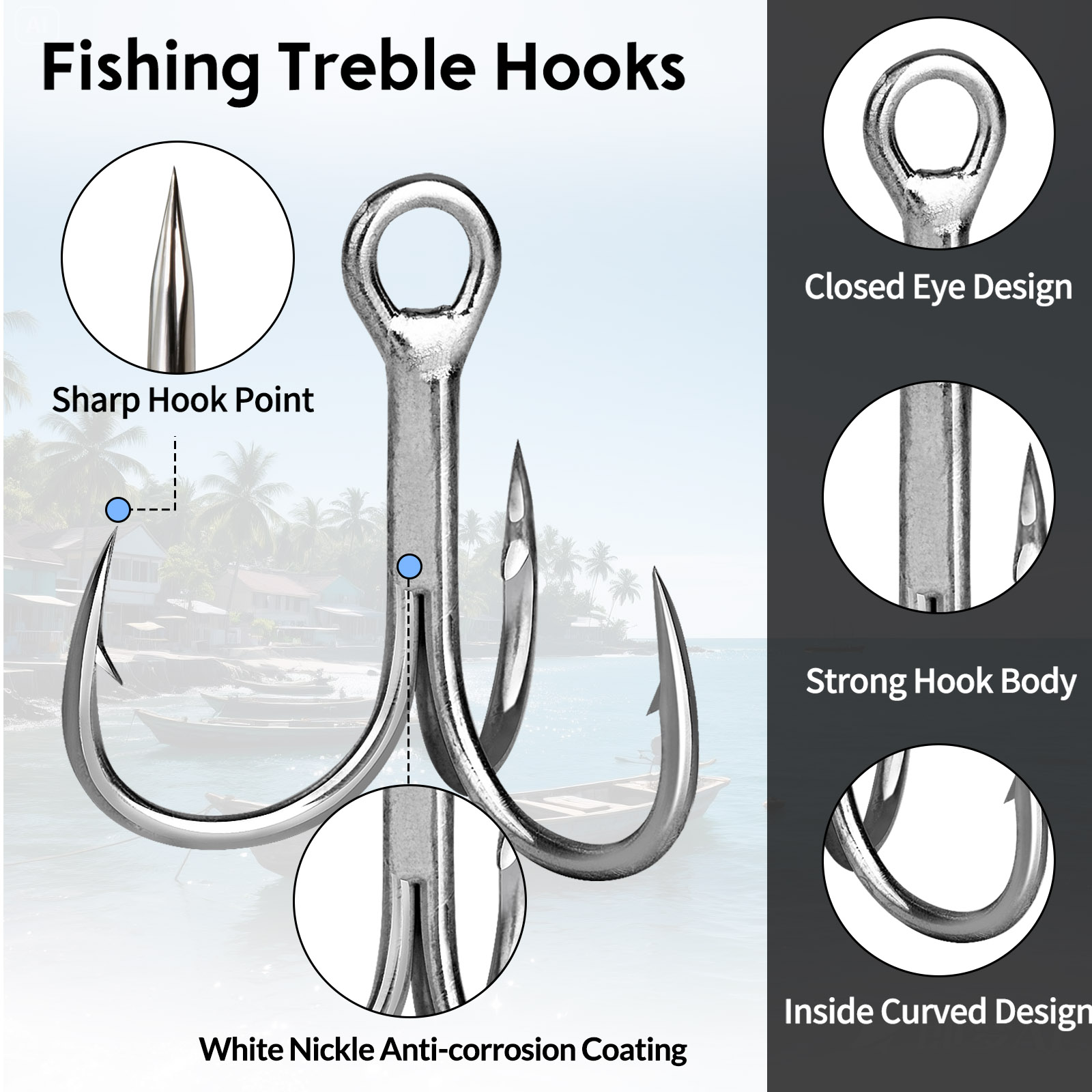 Hameçons triples 9KM pour eau  - Fishing Hook Offset avis et prix